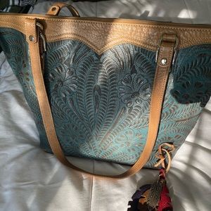 Beautiful Turquoise Leather Tote